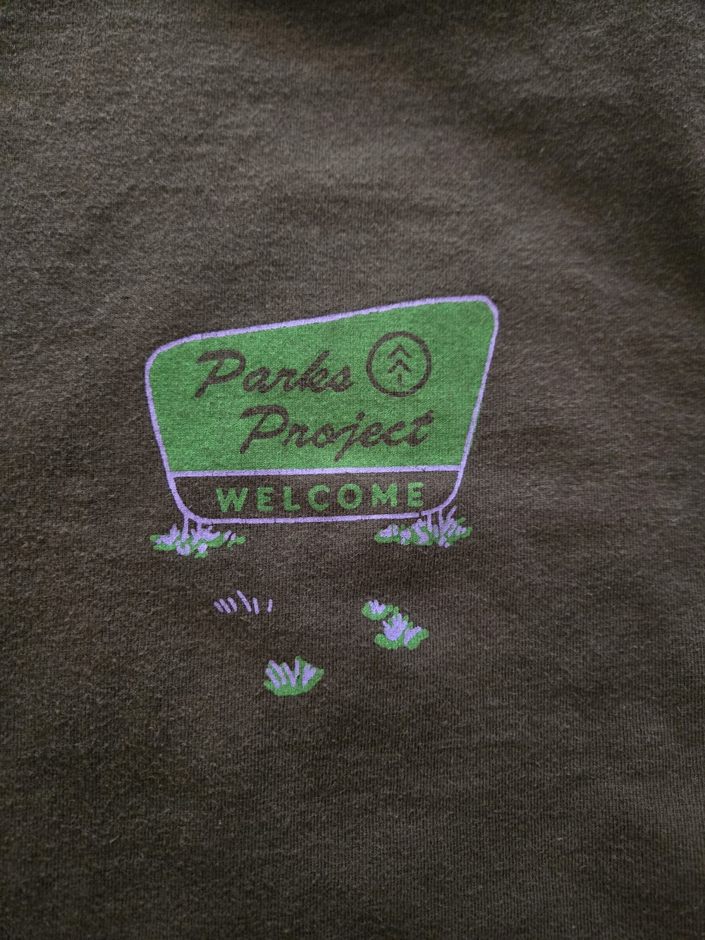 Parks Project Black Tee with Purple & Green Park Prints Unisex Medium - Picture 2 of 5